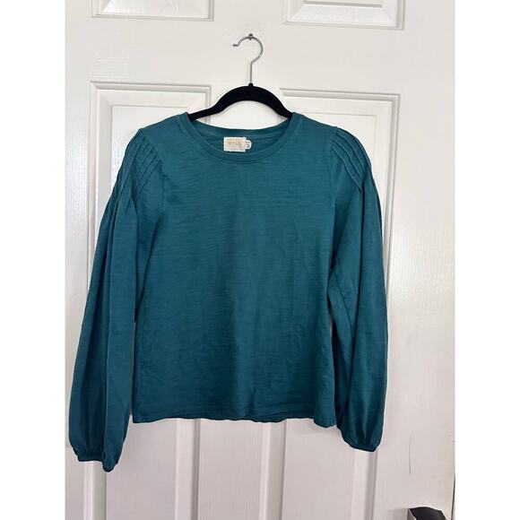 NATION LTD Women's Green Pintuck Shoulder Sabine Balloon Sleeve Top Size Small - Picture 1 of 6